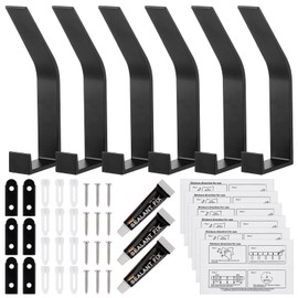 Wyvexa Pack of 6 Coat Hooks, Black Coat Hooks, Wall for Drilling, Screws, Invisible, Towel Holder without Drilling, for Bathroom, Bedroom, Door (2 Installation Types)