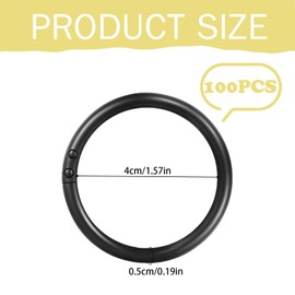 XoeLLe Pack of 100 Curtain Rings, Plastic Curtain Rings, Shower Curtain Hooks for Shower Window Rod, Shower Curtain Rings, Shower Curtain Rings Suitable for Most Shower Curtains (Black)
