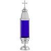 OURMEMO Memorial Light,Blue Cemetery Light with Silver Dome, Grave Markers