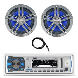 Jensen Pyle Bluetooth Marine Receiver, 2x 6.5" 180W Speakers (Charcoal), Antenna
