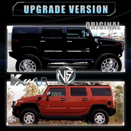 VANKUB Front & Rear LED Side Marker Lights for Hummer H2 2003 2004 2005 2006 2007 2008 2009, H2 Smoked Lens Side Bumper Marker Lights, Hummer Amber & Red LED Turn Signal Lamps, 4 PCS