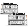 ACANII - For 1994-1998 Chevy Silverado Tahoe Suburban Chrome Bumper+Headlights+Signal