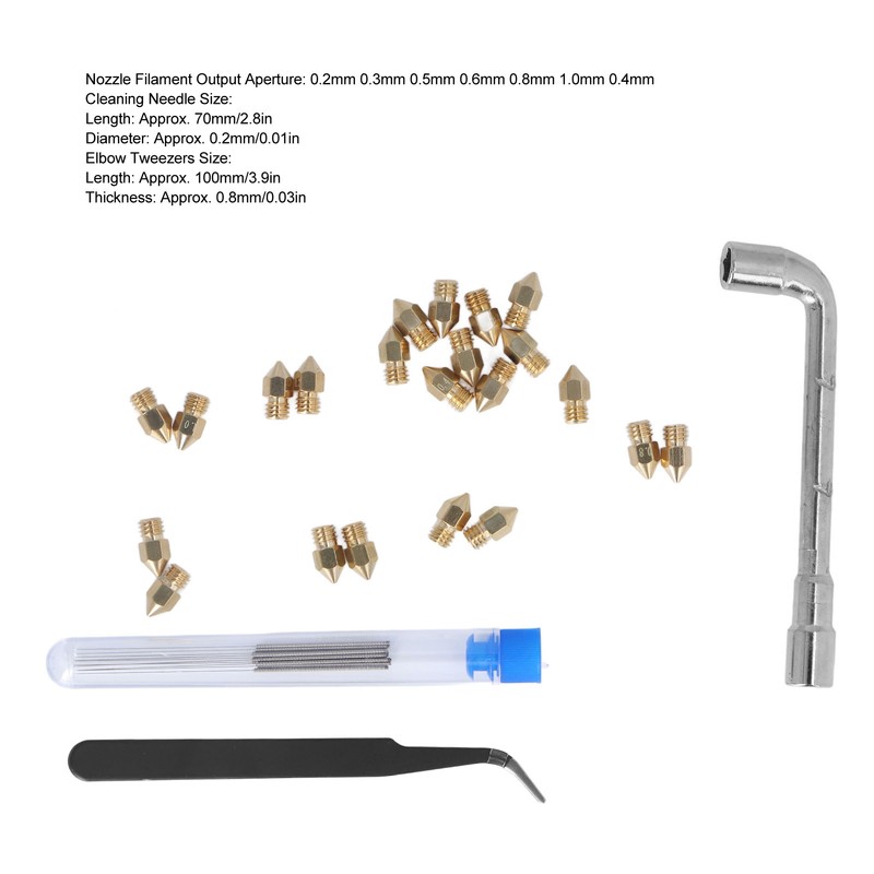 35 Pcs Set 3D Printer Nozzle Cleaning Kit MK8 Brass
