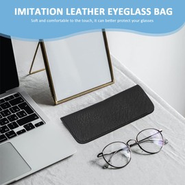JEYORZY 2pcs Leather Glasses Case Soft, Portable Sunglasses Bag, Portable PU Leather Glasses Bags for Men and Women, Ideal for Protecting Your Glasses (Black + Brown)