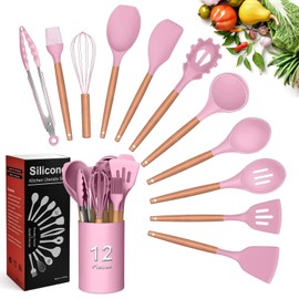 Utensilios de Cocina de Silicona, 12 Piezas Juego de Cucharas para Cocinar Resistente al Calor y Antiadherente Herramientas, Cucharas de Silicona...  