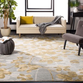 Safavieh Evoke Collection EVK236P Vintage Floral Grey and Gold Area Rug (6'7" x 9')