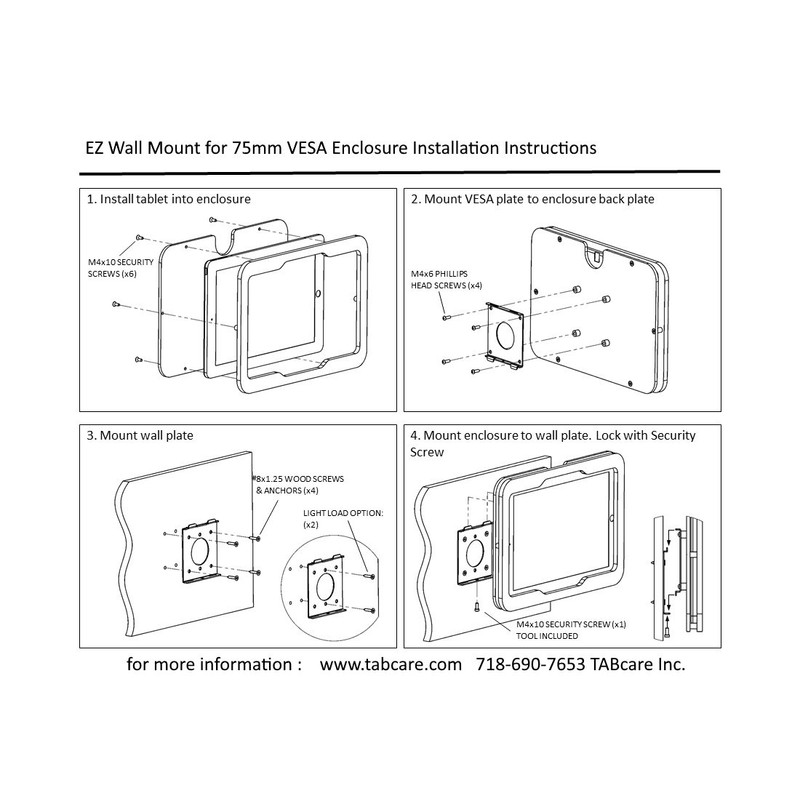 TABcare Compatible MS Surface Pro 3 Black Acrylic VESA Security