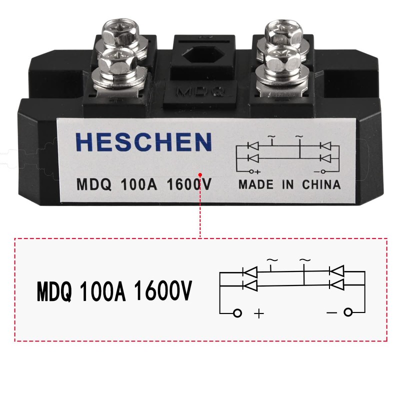 Heschen Single Phase Bridge Rectifier, MDQ-100A, 100A 1600V, Full Wave,