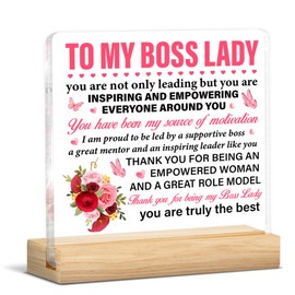 Boss Lady Gifts for Boss Female Thank You Appreciation Boss's Day Retirement Farewell Christmas, to My Bosses Lady Acrylic Plaque Sign Decor
