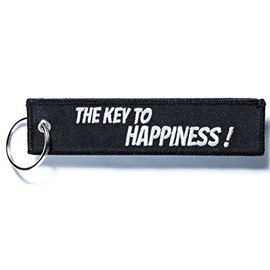 RENEGADE® Motorcycle Fabric Keyring with Key Ring Embroidered & Scratch-Resistant (130 x 30 mm, Black) Ideal for Your Motorcycle (The Key to Happiness), black