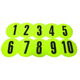 Fitness Health Disc Marker Set Numbered from 1 to 10, Bright Yellow and Non-Slip Point Markers for Outdoor and Indoor Use, Durable and Strong, Suitable for Hard and Soft Surfaces