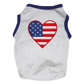 Petitebella - Vestido para Perro, diseño de corazón Americano, Color Blanco y Azul, Blanco, Pequeño