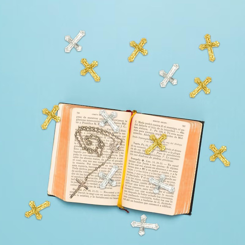 Cross Confetti - TRACOMPAN Gold & Silver Plastic Christening Confetti