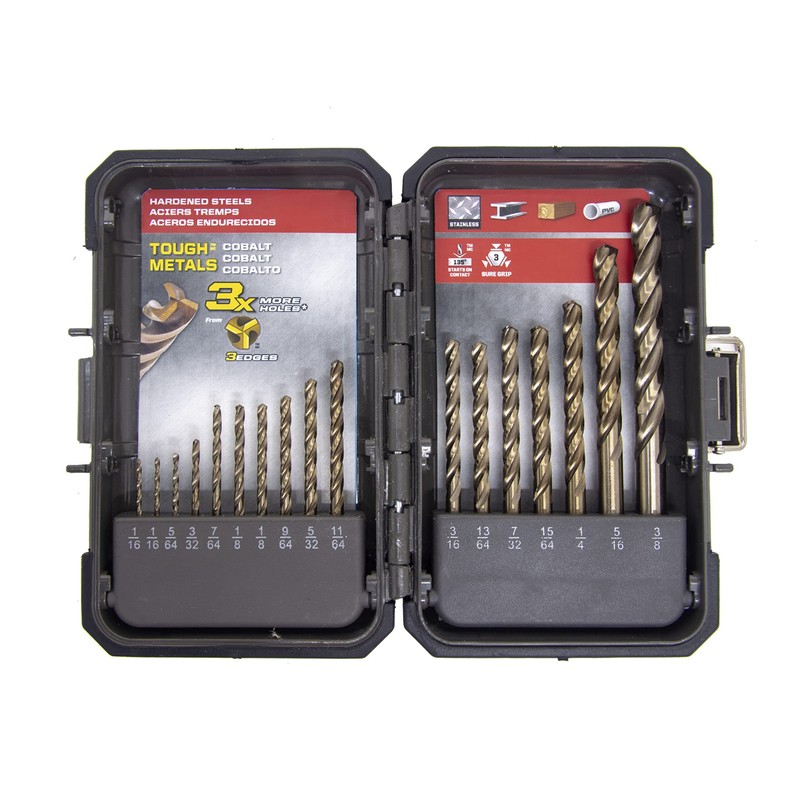 Mibro 492261 (17-Piece) Cobalt Steel Tri-Bore Drill Bit Set with