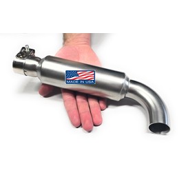 ARSPORT Stainless Steel Muffler Slip-On 1.25" OD tubing, 90 degree exit, Predator 420, Predator 670, Predator 459, GX240, GX270, GX390, Generator, minibike, Gokarts.