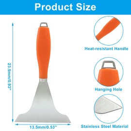 Bonsicoky Griddle Scraper for Flat Tops - Stainless Steel Grill Scraper - Kitchen Supplies Grill Accessories for Outdoor BBQ Cleaning