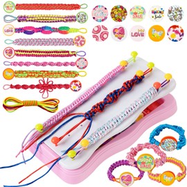 VICHTOP Bracelet Making Kit Toys for Ages 8+ Year Old Girls Gifts Ideas, Bracelet kit Birthday Gifts for Teen Girls, Arts and Crafts String Maker Tool, Portable Bracelet DIY Travel Activity Set