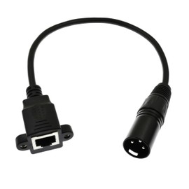 YiKaiEn - Cable adaptador XLR de 3 pines macho a RJ45 hembra, conector XLR macho a conector Ethernet RJ45, extensión CAT5 para driver DMX-CON serie de 1.1 pies