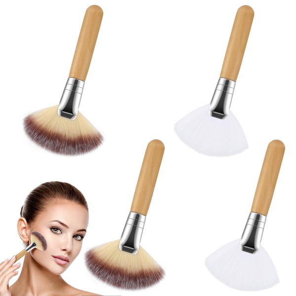 4 Stück Fächerpinsel Blush Pinsel, Makeup Brushes, Weich Hautfreundlich Maskenpinsel