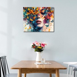 Girls Colour by Numbers Girls Beauty of Artistic Conception Colour by Numbers for Adults Abstract Butterfly Colour by Number Kits Oil Painting Art for Home Wall Decor 16 x 20 Inches