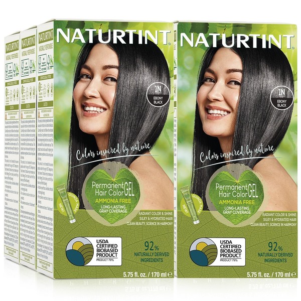 Naturtint Permanent Hair Color 1N Ebony Black (Pack of 6),