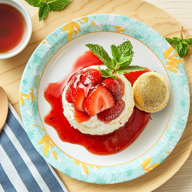 yesbox 150-Pack Floral Paper Plates – 10-Inch Disposable Dinner Plates,