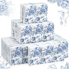 Perthlin 50 Bulk Wedding Favors Facial Tissues Facial Tissue Pack for Guests 3 Ply Blue Floral Tissue Pocket Size Wedding Favors Travel Size for Family Friends