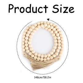 Rumyve Tassels Wood Bead,Wood Bead Garland,Rustic Country Wooden Bead Decor,Boho Beads Wall Hanging Decoration