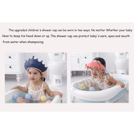 Shower Cap Children Baby Adjustable Crown Hair Washing Child Protection Shield Shampoo Protection Baby Visor for Eyes, Ears and Face Pink