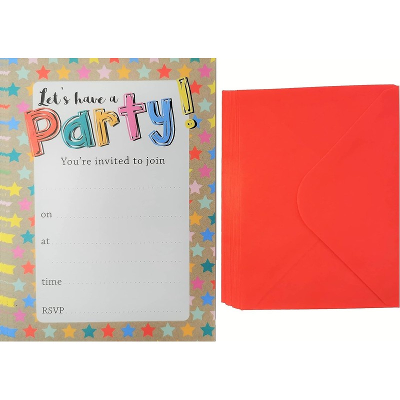 YLAB - 40 Party Invitations & Envelopes - Let's Have