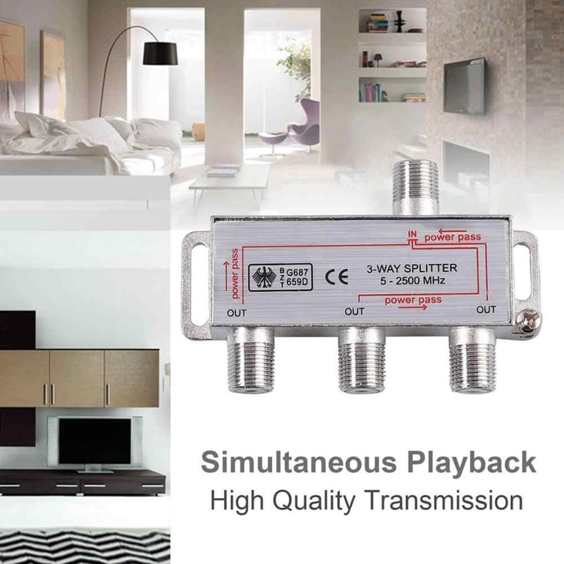 TV Antenna Splitter 3Way F-Type Aerial 5-2400MHz Power Pass Foxtel