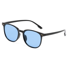 AOURBENE Polarised Round Sunglasses Women's Classic Vintage Cat Eye Fashion Sunglasses UV400 Protection Sunglasses Sports Glasses, Black Framed Light Blue