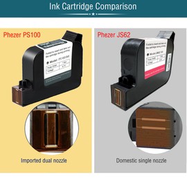 Original 42ml Black Quick Dry Solvent Ink Cartridge Replacement JS62 for 0.5inch/12.7mm Handheld Inkjet Printers P15 / P16 / P18 and 0.5-inch Mini Inkjet Printer (JS62 Cartridge for P15)