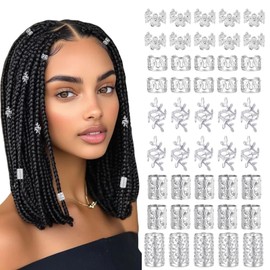 120 Pcs Silver Hair Jewelry Kit for Braids and Dreadlocks, 5 Styles Hair Clips Rings and Accessories, Loc Jewels Braid Decorations for Women