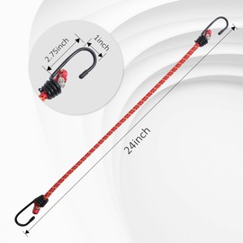 24" Elastic Bungee Cords with Hooks Bungee Cords Heavy Duty Outdoor, Bungie Cord Bundle Assortment with Metal Hook, Bungee Straps for Garage Storage,Kayaking, Camping(20pcs,24inch)