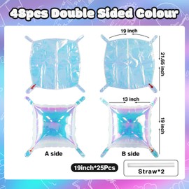 NISOCY 48PCS Iridescent Square Foil Balloons Wall Backdrop Holographic Balloons Tunnel Garland Arch Kit for Birthday Wedding Graduation Bridal Baby Shower New Year Rainbow Party Decorations