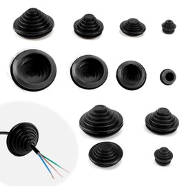 LPZMPZ Pack of 60 Waterproof Cable Grommets Rubber Grommets for Cables 10 mm/20 mm/25 mm/30 mm Rubber Tower, for Cables, Wire, Plugs, Electrical Appliances (Black)