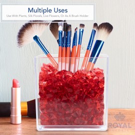 Royal Imports Flower Acrylic Vases Cubes, Decorative Centerpiece for Home or Wedding, Non Breakable Plastic, 6x6 - Clear