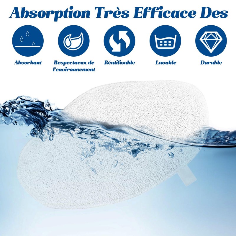 VEGCOO Pack of 4 Washable Replacement Wipes for Polti Vaporetto,