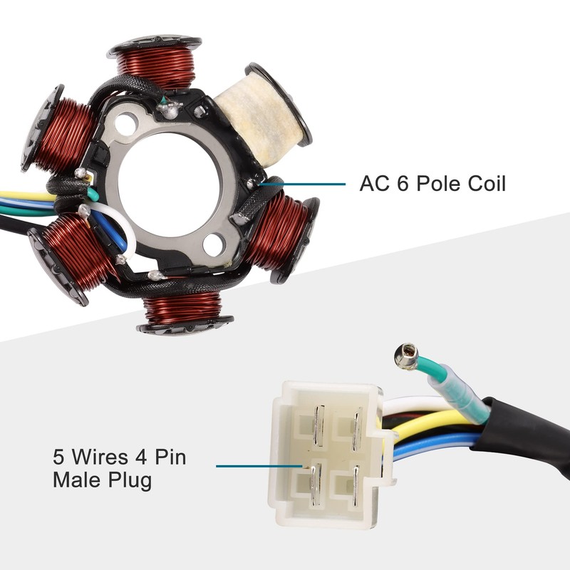 GOOFIT 6 Pole Coil 5 Wires Male Plug Ac Half-Wave