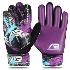 Arsh Sports Goalkeeper Gloves for Kids,Youth and Adult Football Soccer Goalie Gloves with 4-mm Latex Double Wrist Protection (Purple, Size 3 Suitable for 5 to 6 Year Old)