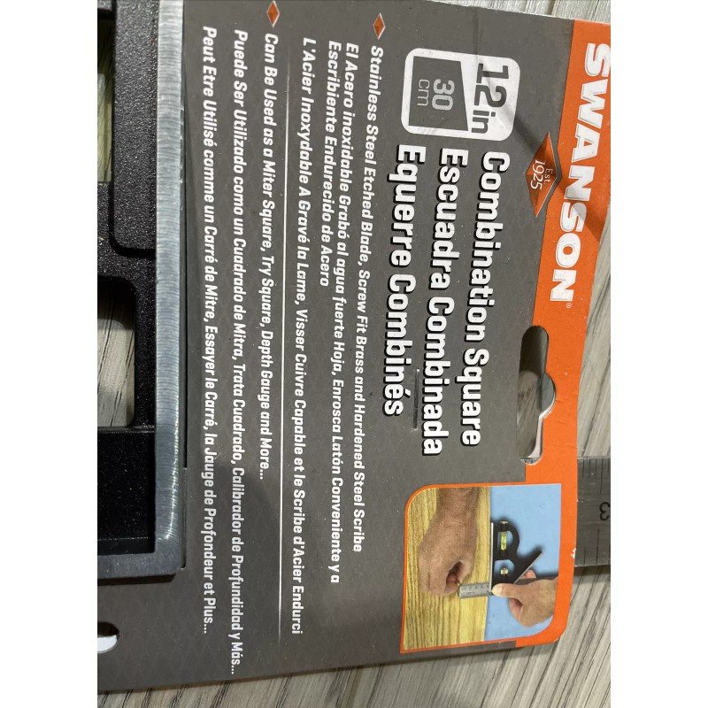Swanson 12 Inch Combination Square Swanson Stainless Blade, Level, Scribe
