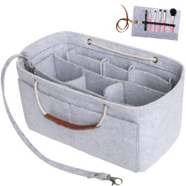 Yoillione Women's Bag Organiser Felt Inner Pockets for Handbags Insert, Bag in Bag Organiser Felt Handbags Organiser Medium, Beige Bag Organiser, lightgrey, Pocket organiser