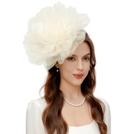 BABEYOND Fascinators Hats for Women - Tea Party Kentucky Fascinator Derby Hat Mesh Flower Fluffy Headband with Hair Clip