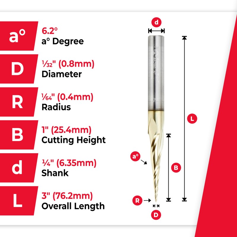 Amana Tool Up Cut Spiral CNC Router Bits for 2D/3D
