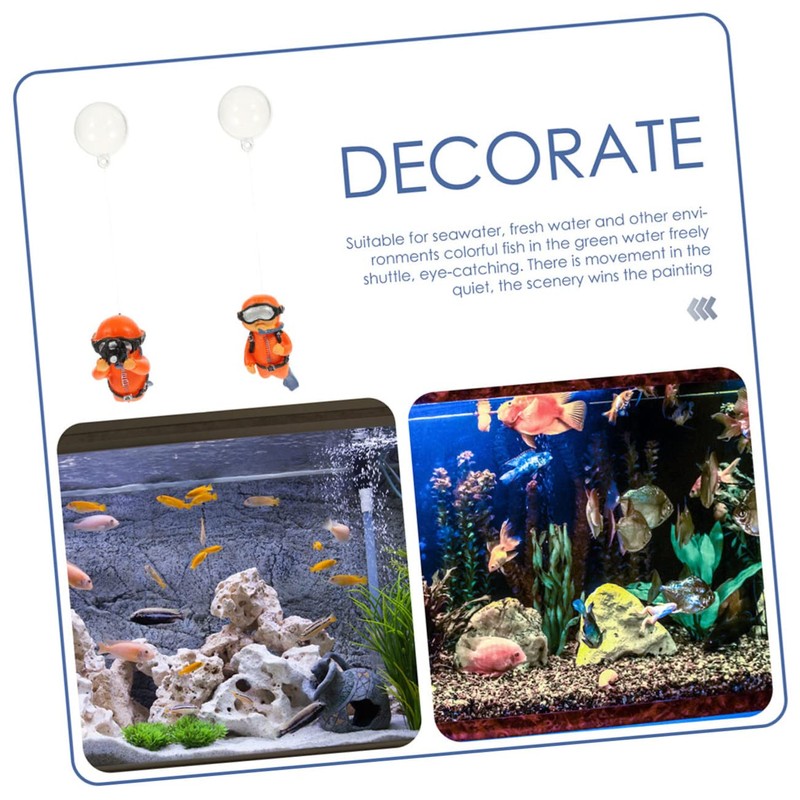 iplusmile 2pcs Floating Diver Figurine Cute Aquarium Diver Decor for