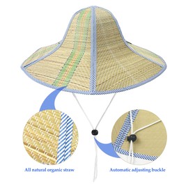 Foldable Straw Hat for Farmer Men Women Adult Fishing Sun Fan Cap Summer Cool Floppy Wide Brim Beach Hat Light Brown