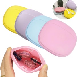 CIXVOEMK Silicone Headphone Organizer - Data Cable Storage Case - Mini Key Box - Portable Wired Headset Storage Bag (Purple-Yellow-Pink-Blue)