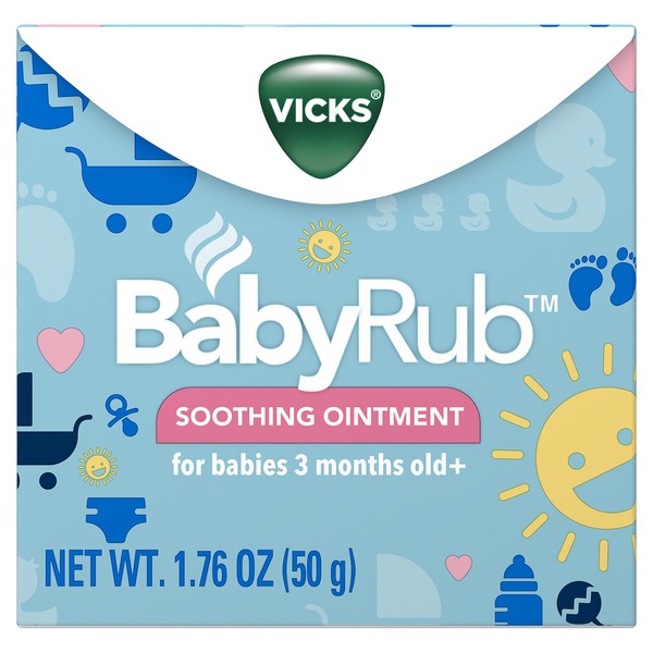 Vicks BabyRub Chest Rub Ointment with Soothing Aloe, Eucalyptus, Lavender, and Rosemary, from the makers of VapoRub, 1.76 oz