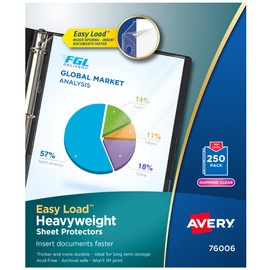 Avery Premium Heavyweight Diamond Clear Sheet Protectors, 8.5" x 11", Acid-Free, Easy Load, 250ct (76006)